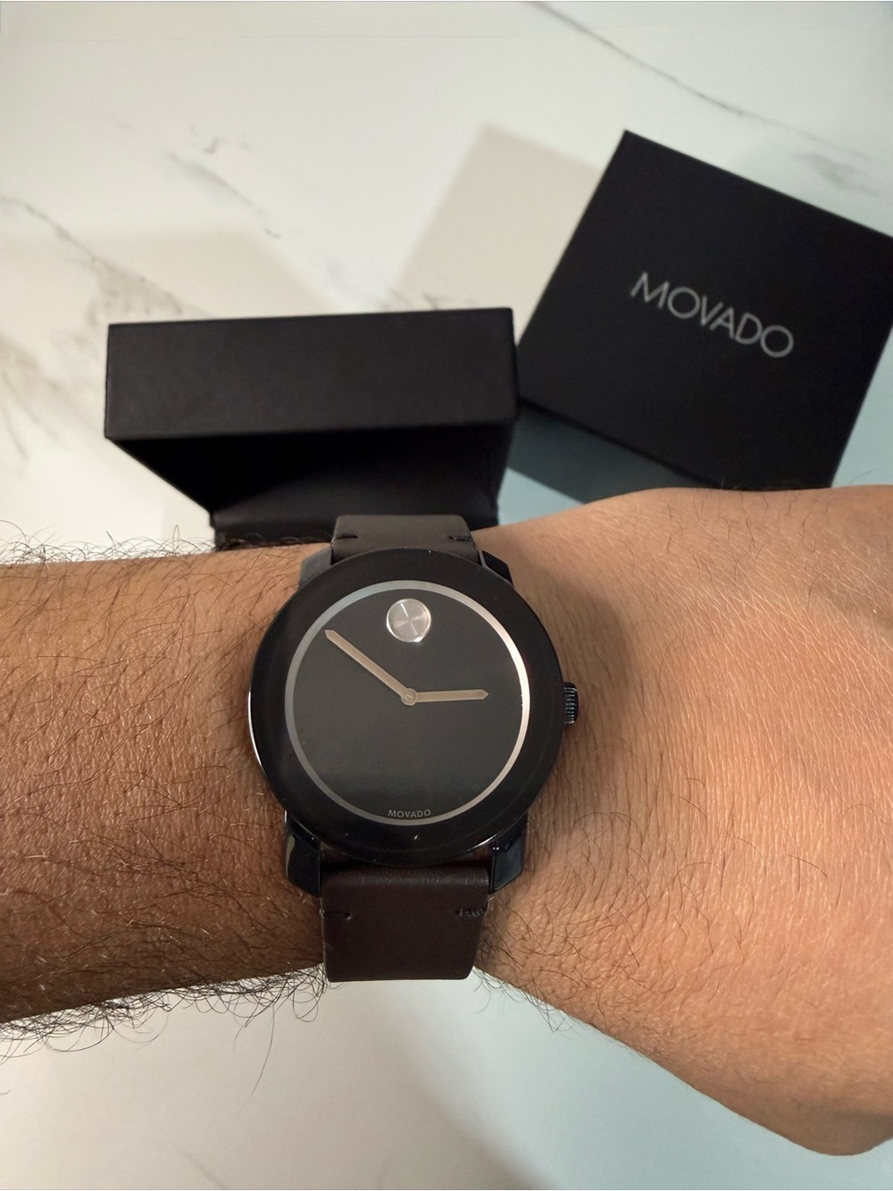 Movado Classic Black Dial Brown Leather Men’s Watch